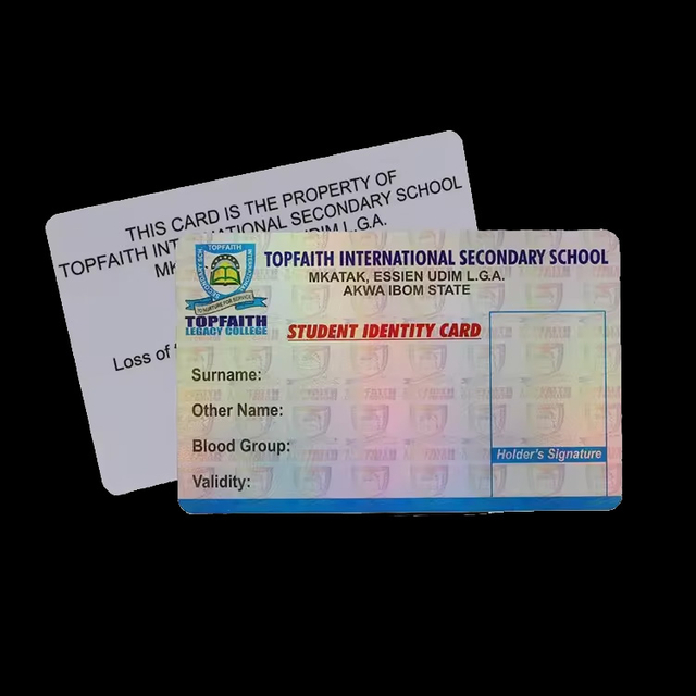 Tarjetas de identificación para estudiantes escolares Tarjeta de identidad de seguridad láser